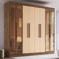 Guarda Roupa Casal com Vidro Reflecta 8 Portas 100 MDF Chicago Doripel - 1