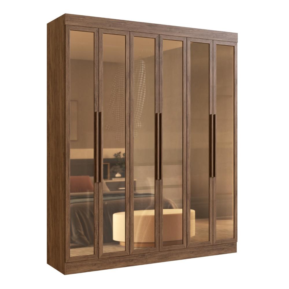 Guarda Roupa Casal com Vidro Reflecta 6 Portas 100 MDF San Diego Doripel - 2