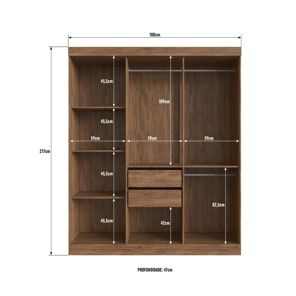 Guarda Roupa Casal com Vidro Reflecta 6 Portas 100 MDF San Diego Doripel - 3