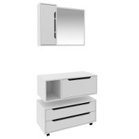 Conjunto Banheiro com Gabinete Suspenso 1 Gaveta Espelheira Armário com Rodízio Tecno Mobili - 2