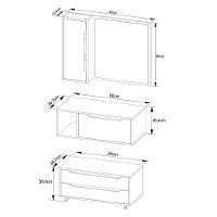 Conjunto Banheiro com Gabinete Suspenso 1 Gaveta Espelheira Armário com Rodízio Tecno Mobili