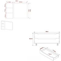 Conjunto Banheiro com Gabinete Suspenso 1 Gaveta Espelheira Armário com Rodízio Tecno Mobili - 8