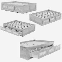 Cama Casal 138cm Madeira Maciça com 6 Gavetas Saraiva