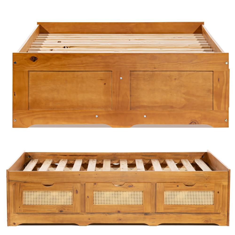 Cama Casal 138cm Madeira Maciça com 6 Gavetas Saraiva - 5