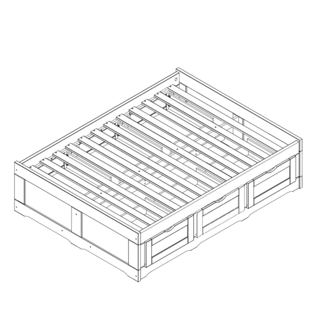 Cama Casal 138cm Madeira Maciça com 6 Gavetas Saraiva - 7