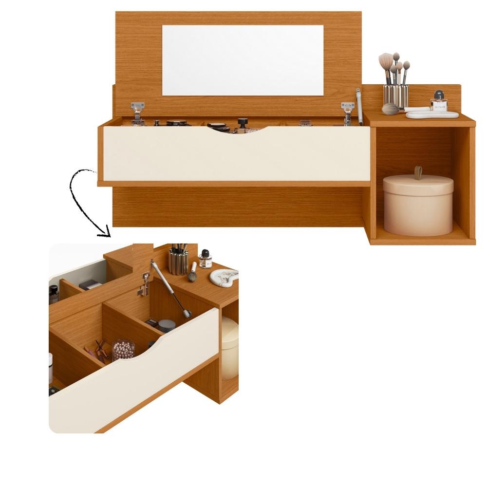 Penteadeira Suspensa com Espelho 1 Gaveta 1 Porta Blush Albatroz - 3