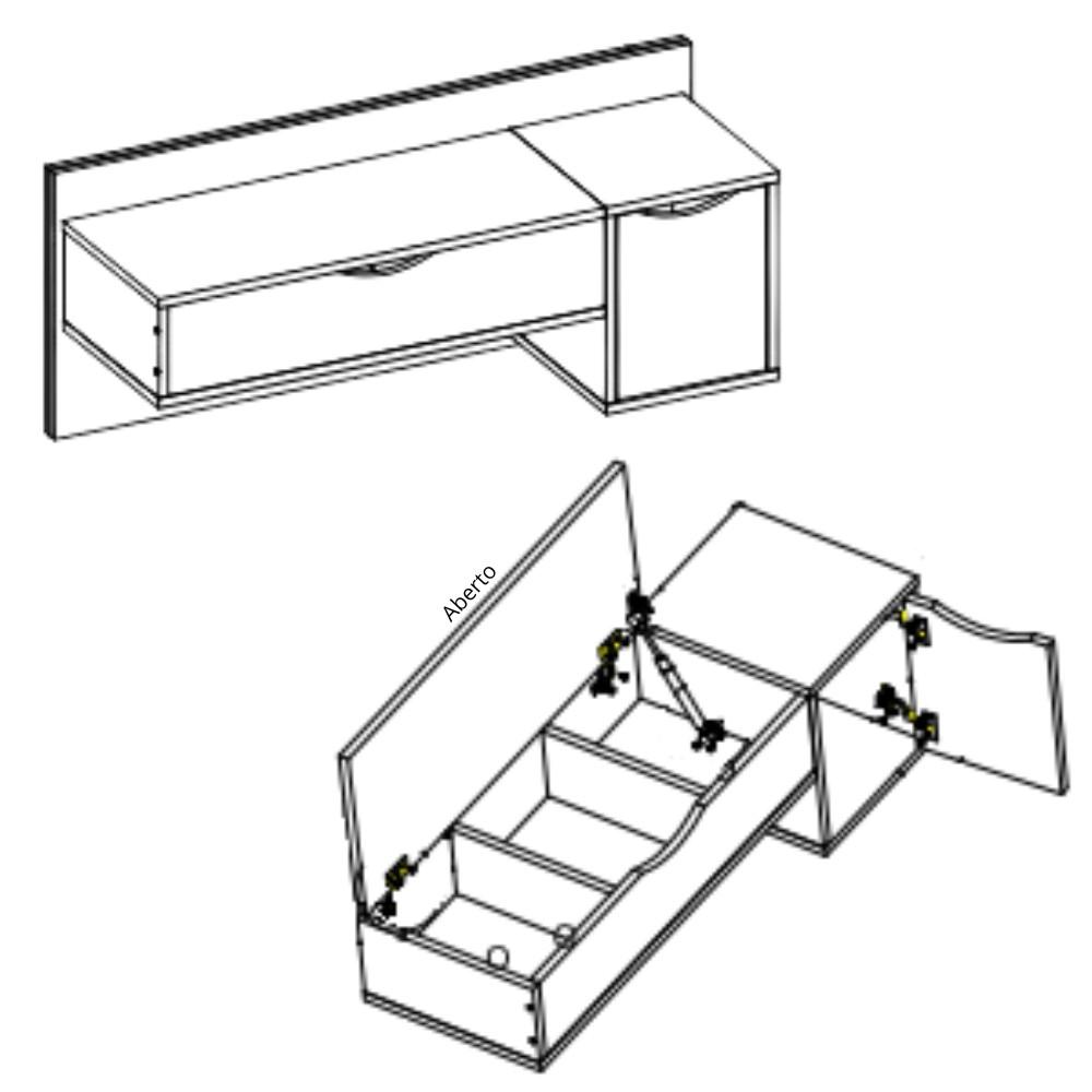 Penteadeira Suspensa com Espelho 1 Gaveta 1 Porta Blush Albatroz - 5