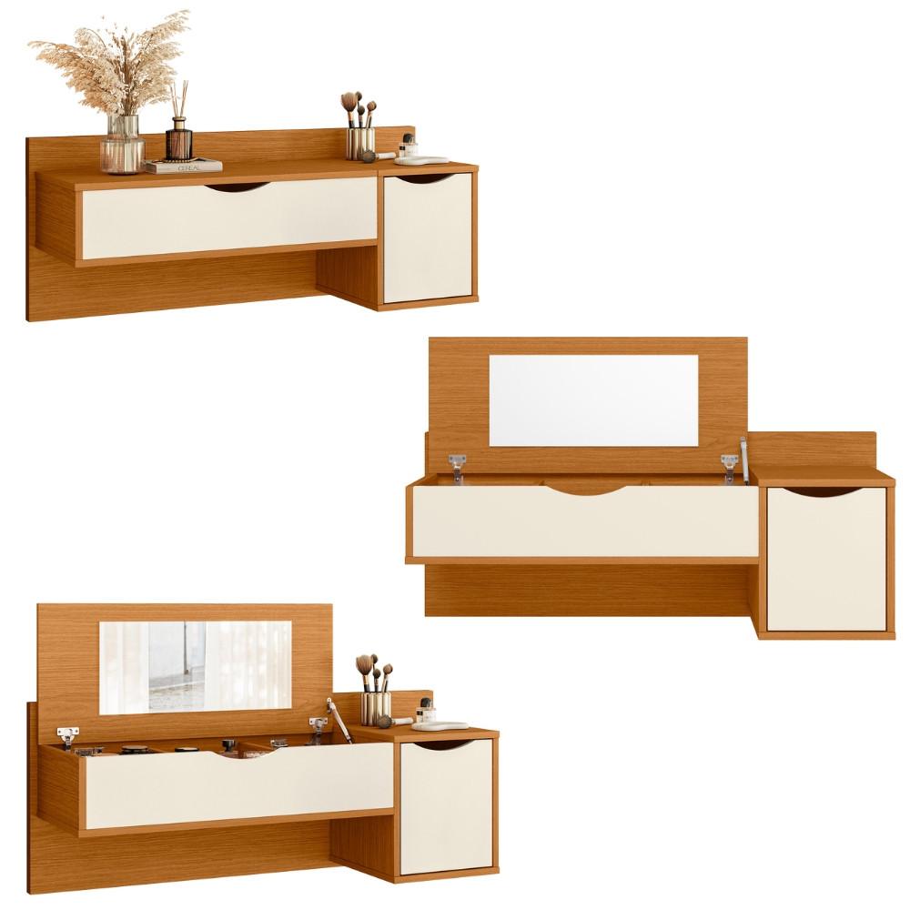 Penteadeira Suspensa com Espelho 1 Gaveta 1 Porta Blush Albatroz - 7