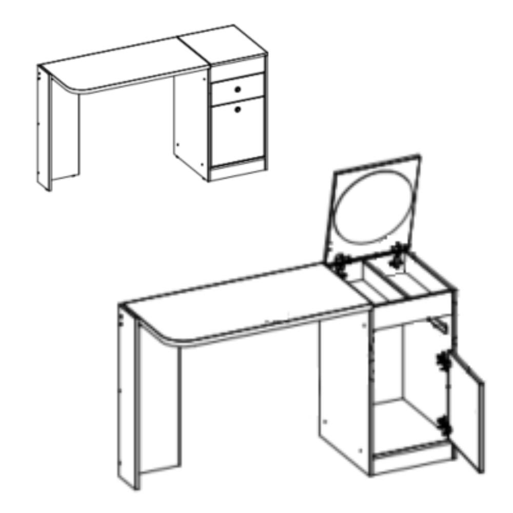 Penteadeira e Escrivaninha com Espelho 1 Gaveta 2 Portas Desejo Albatroz - 5