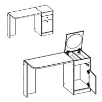 Penteadeira e Escrivaninha com Espelho 1 Gaveta 2 Portas Desejo Albatroz - 5