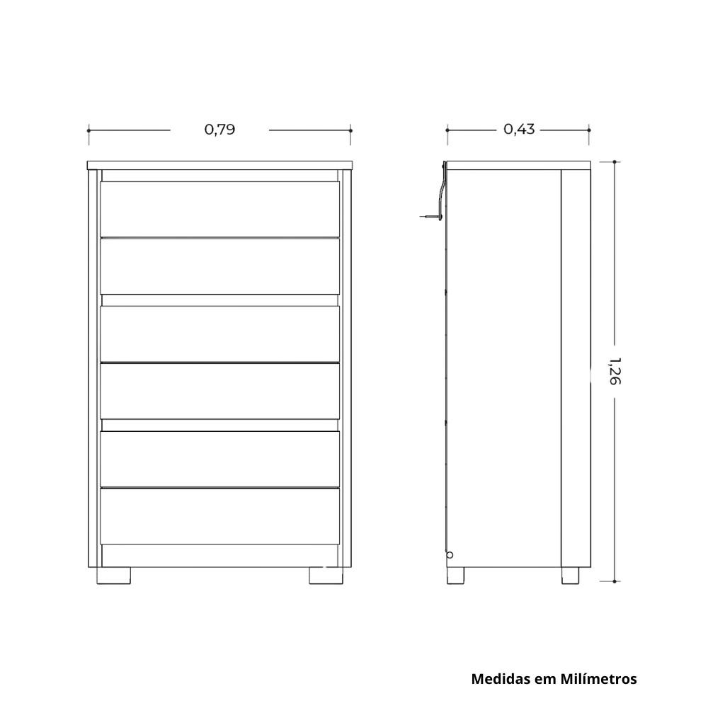 Cômoda 6 Gavetas Unno Albatroz - 4