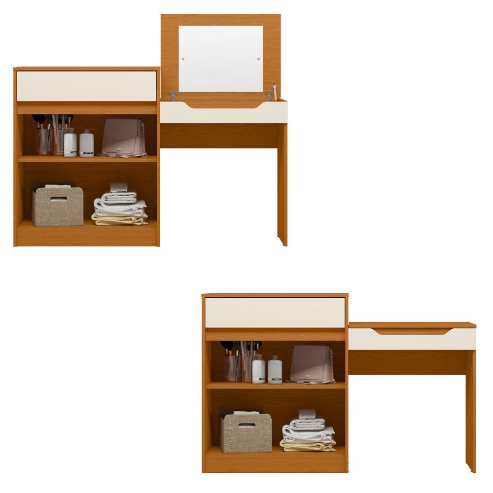 Penteadeira Escrivaninha com Espelho 2 Portas 1 Gaveta Trend Albatroz - 3