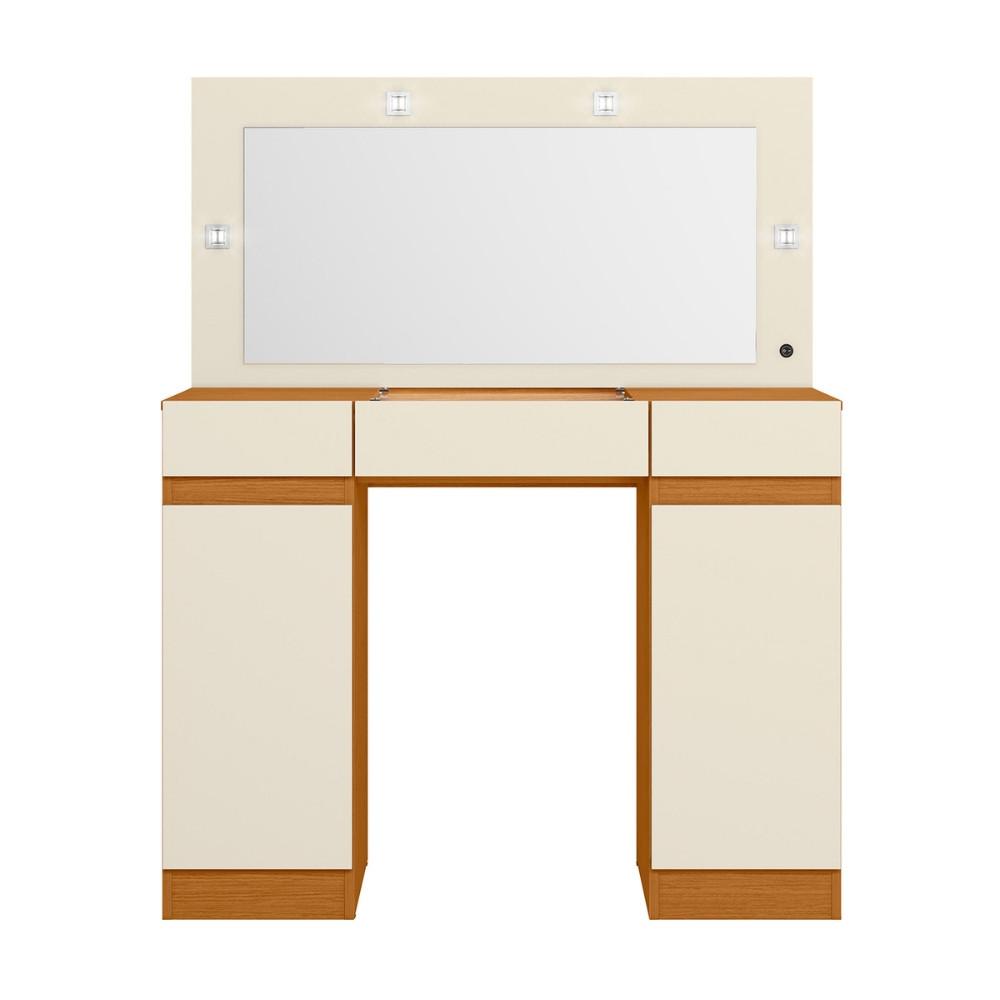 Penteadeira Camarim com Espelho LED e Visor de Vidro 3 Gavetas 2 Portas Studio Albatroz - 2