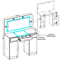 Penteadeira Camarim com Espelho LED e Visor de Vidro 3 Gavetas 2 Portas Studio Albatroz