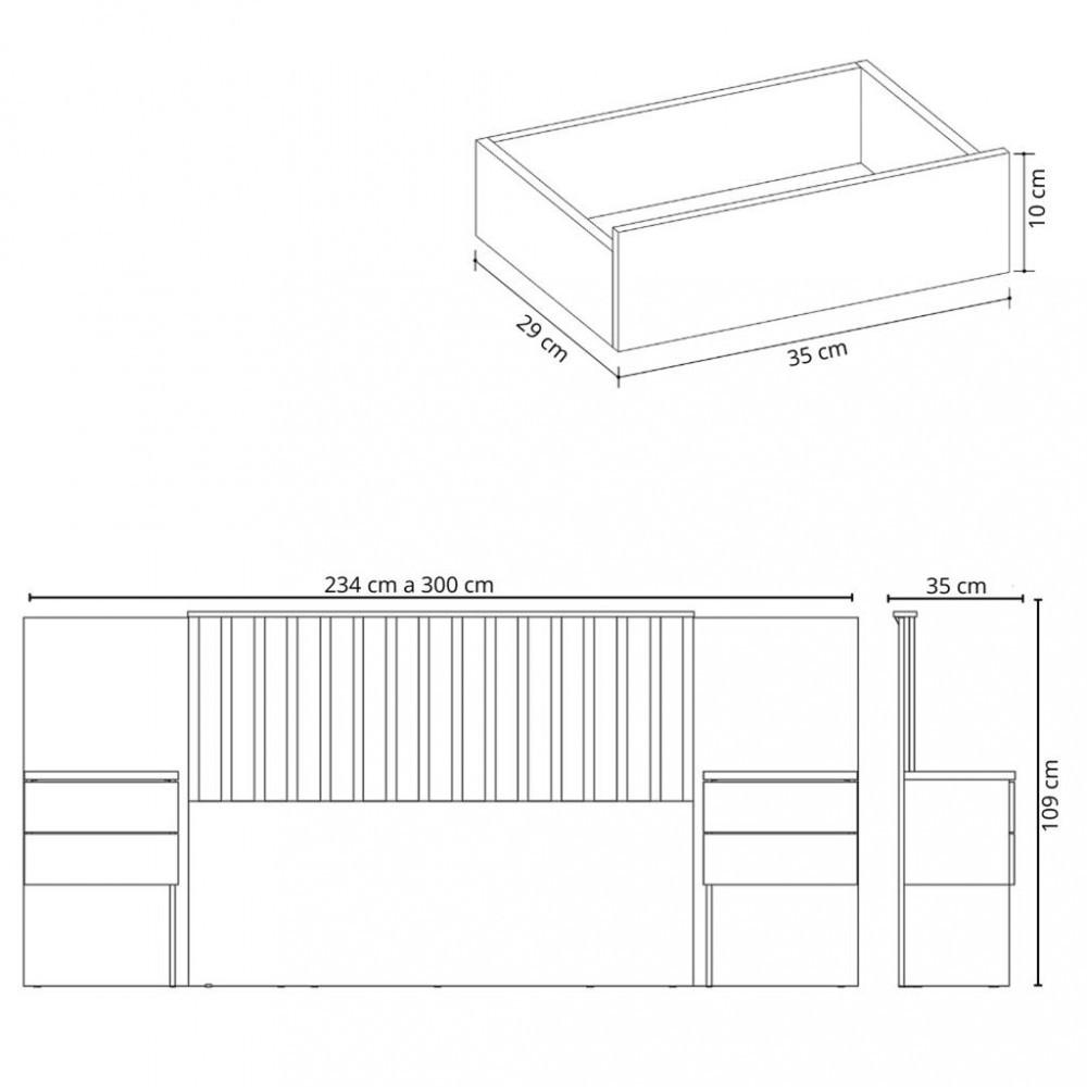 Cabeceira Cama Box Casal com 2 mesas de Cabeceira Olinda Albatroz - 4