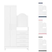 Guarda Roupa Solteiro Flex 2 Portas com Cômoda 3 Gavetas com Pés e Espelho New Capri Albatroz - 2