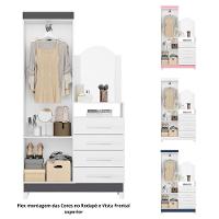 Guarda Roupa Solteiro Flex 2 Portas com Cômoda 3 Gavetas com Pés e Espelho New Capri Albatroz - 3