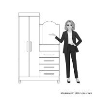 Guarda Roupa Solteiro Flex 2 Portas com Cômoda 3 Gavetas com Pés e Espelho New Capri Albatroz - 5