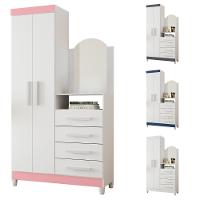 Guarda Roupa Solteiro Flex 2 Portas com Cômoda 3 Gavetas com Pés e Espelho New Capri Albatroz - 6