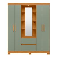 Guarda Roupa Solteiro com LED, Espelhos e Pés 4 Portas 2 Gavetas Olimpia Albatroz - 2