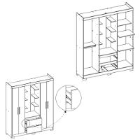 Guarda Roupa Solteiro com LED, Espelhos e Pés 4 Portas 2 Gavetas Olimpia Albatroz - 6