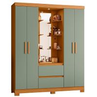 Guarda Roupa Solteiro com LED, Espelhos e Pés 4 Portas 2 Gavetas Olimpia Albatroz - 7