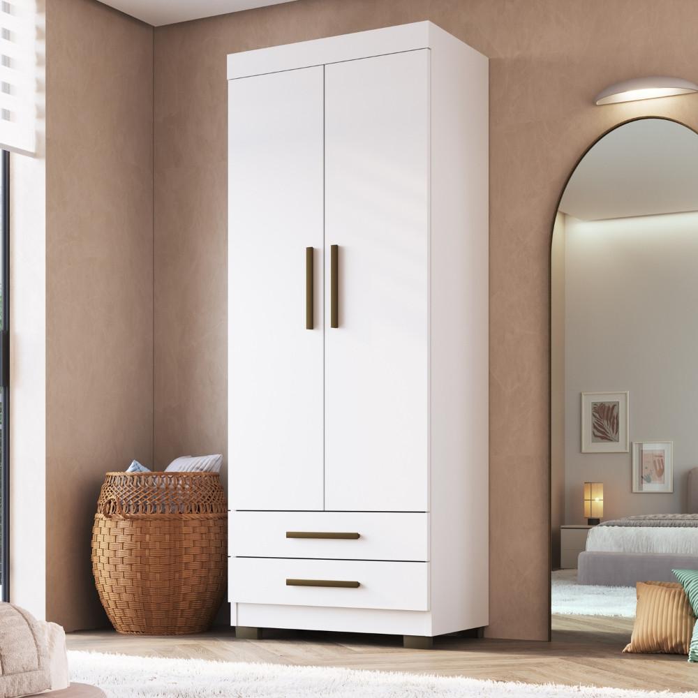 Guarda Roupa Solteiro 2 Portas 2 Gavetas com Pés Portugal Faimec - 1