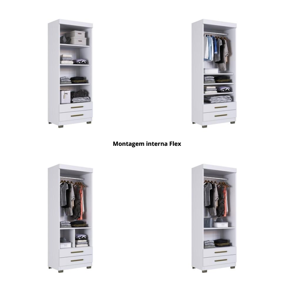 Guarda Roupa Solteiro 2 Portas 2 Gavetas com Pés Portugal Faimec - 3
