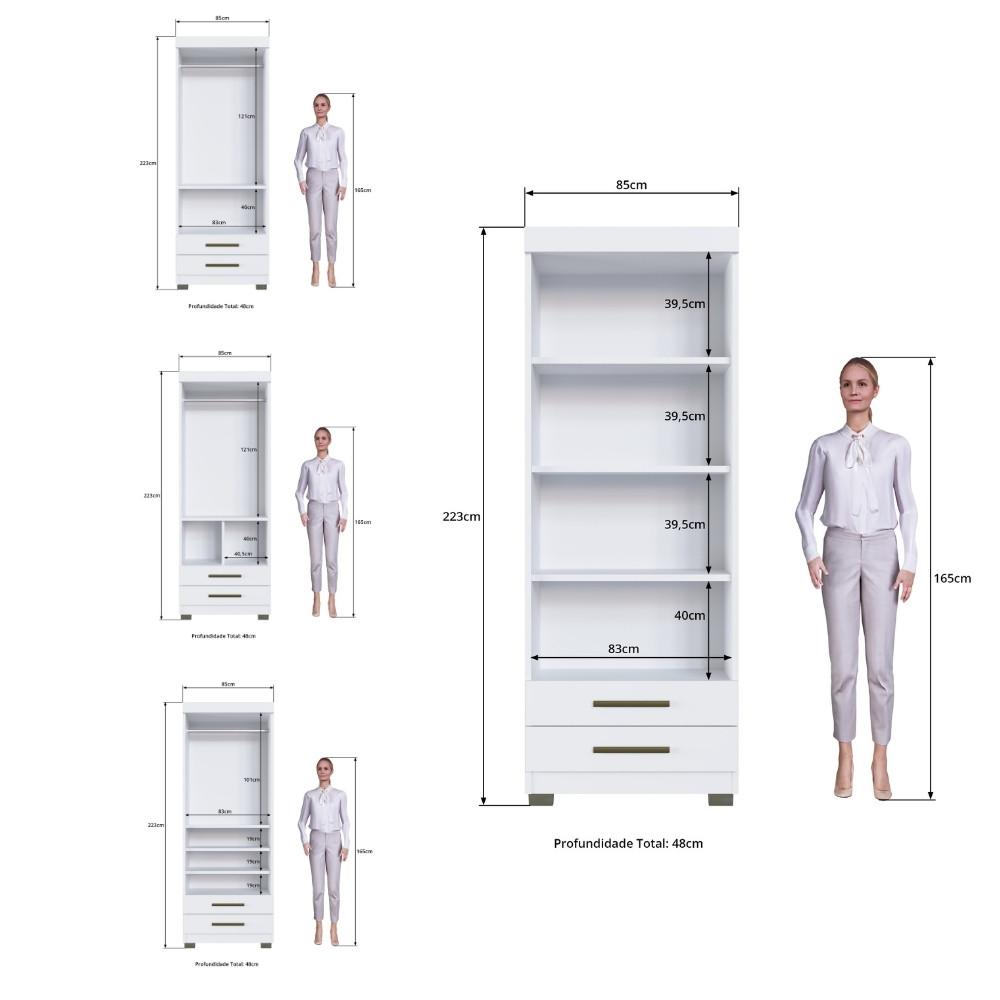 Guarda Roupa Solteiro 2 Portas 2 Gavetas com Pés Portugal Faimec - 4