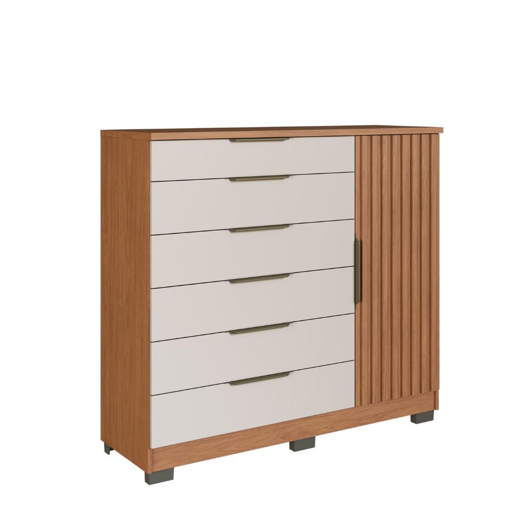 Cômoda Ripada 6 Gavetas 1 Porta com Pés Vegas Faimec - 2