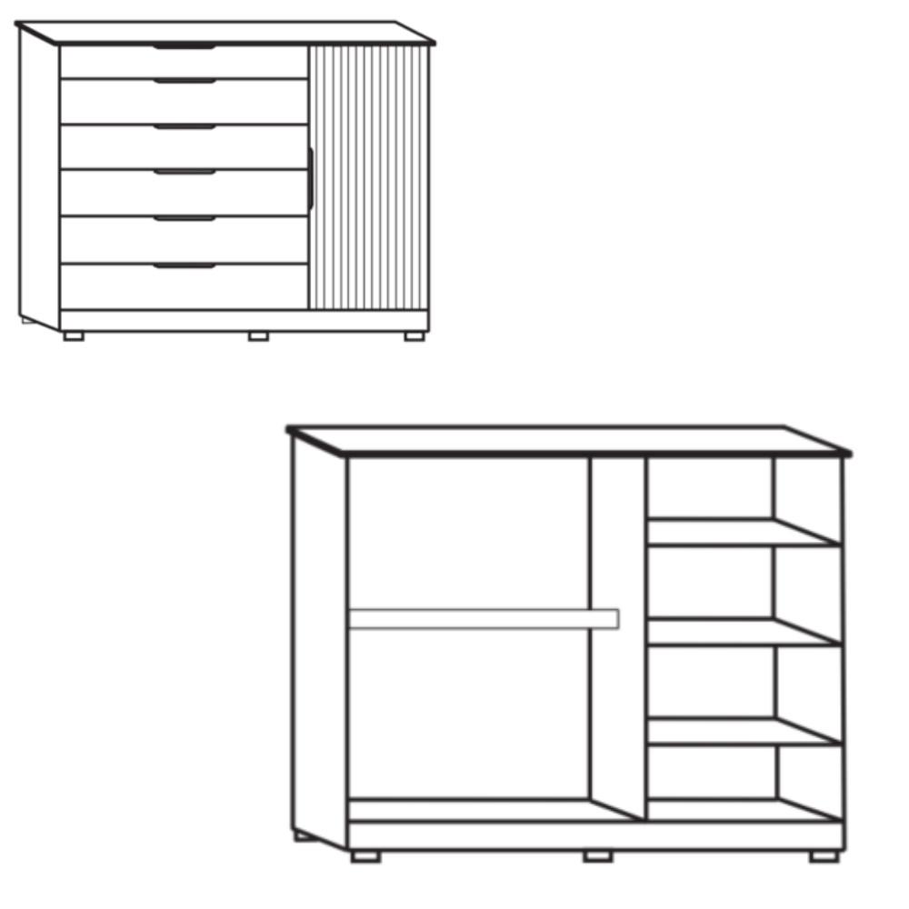 Cômoda Ripada 6 Gavetas 1 Porta com Pés Vegas Faimec - 5