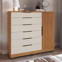 Cômoda Ripada 6 Gavetas 1 Porta com Pés Vegas Faimec - 1