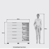 Cômoda Ripada 6 Gavetas 1 Porta com Pés Vegas Faimec