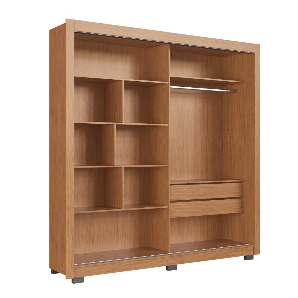 Guarda Roupa Casal Ripado com Espelho 2 Portas de Correr com Pés Tokyo Faimec - 6