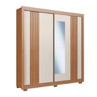 Guarda Roupa Casal Ripado com Espelho 2 Portas de Correr com Pés Tokyo Faimec - 2