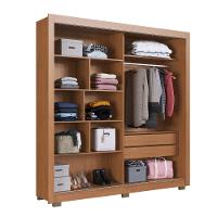 Guarda Roupa Casal Ripado com Espelho 2 Portas de Correr com Pés Tokyo Faimec - 3