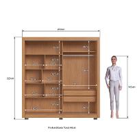 Guarda Roupa Casal Ripado com Espelho 2 Portas de Correr com Pés Tokyo Faimec