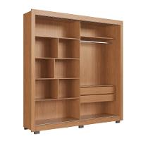 Guarda Roupa Casal Ripado com Espelho 2 Portas de Correr com Pés Tokyo Faimec - 6