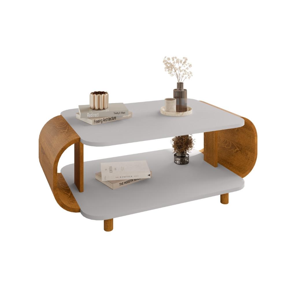 Mesa de Centro Oval com Pés de Madeira Maciça Floripa Bechara - 2