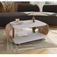 Mesa de Centro Oval com Pés de Madeira Maciça Floripa Bechara - 1