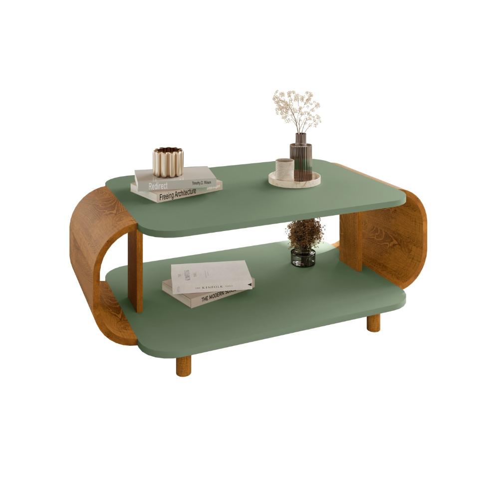 Mesa de Centro Oval com Pés de Madeira Maciça Floripa Bechara - 2