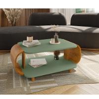 Mesa de Centro Oval com Pés de Madeira Maciça Floripa Bechara - 1