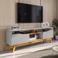 Rack para TV Até 75 Polegadas 2 Portas com Pés de Madeira Maciça Ilhabela Bechara - 1