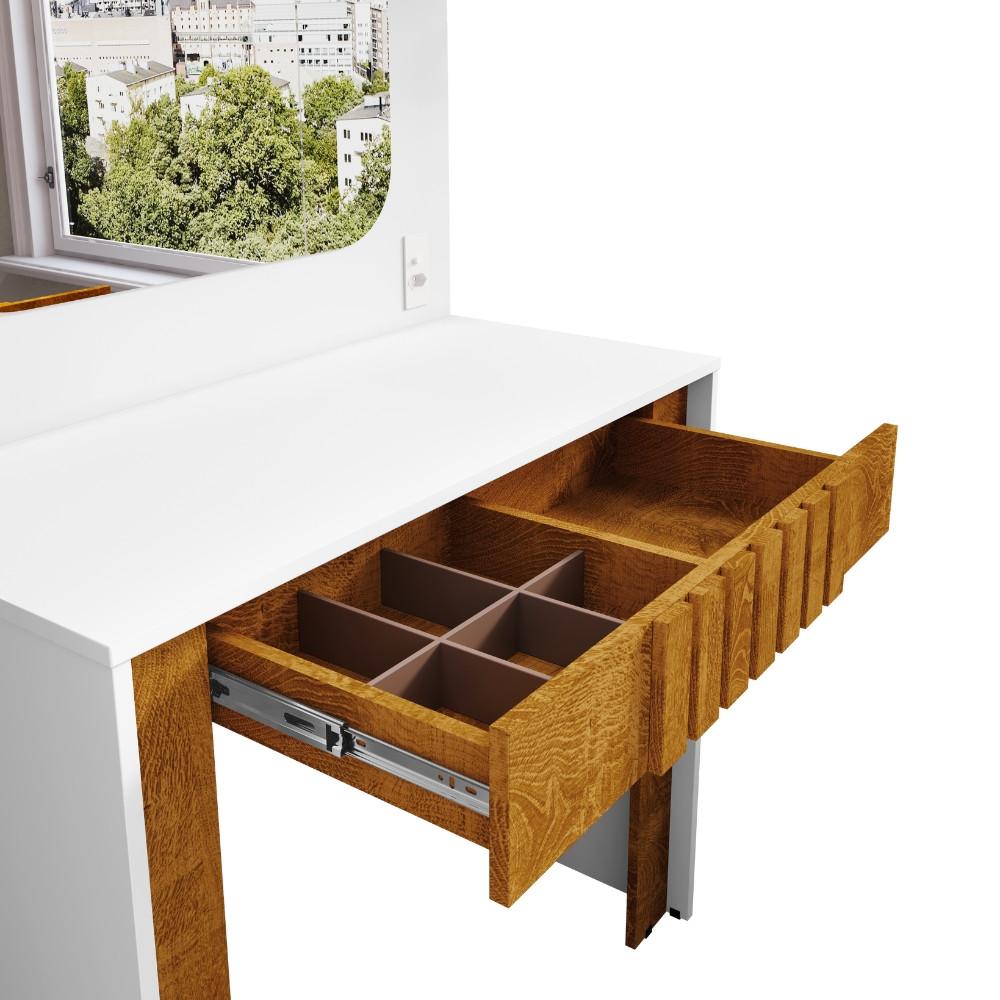 Penteadeira Camarim Ripada com Espelho e LED 1 Gaveta Rouge Bechara - 5