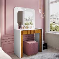 Penteadeira Camarim Ripada com Espelho e LED 1 Gaveta Rouge Bechara - 1