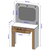 Penteadeira Camarim Ripada com Espelho e LED 1 Gaveta Rouge Bechara