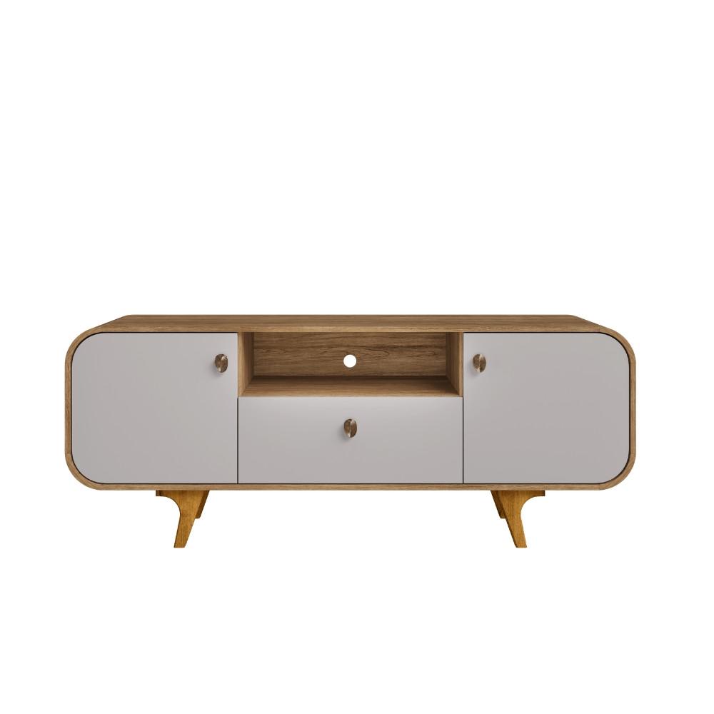 Rack para TV Até 55 Polegadas 2 Portas 1 Gaveta com Pés de Madeira Maciça Noronha Bechara - 3