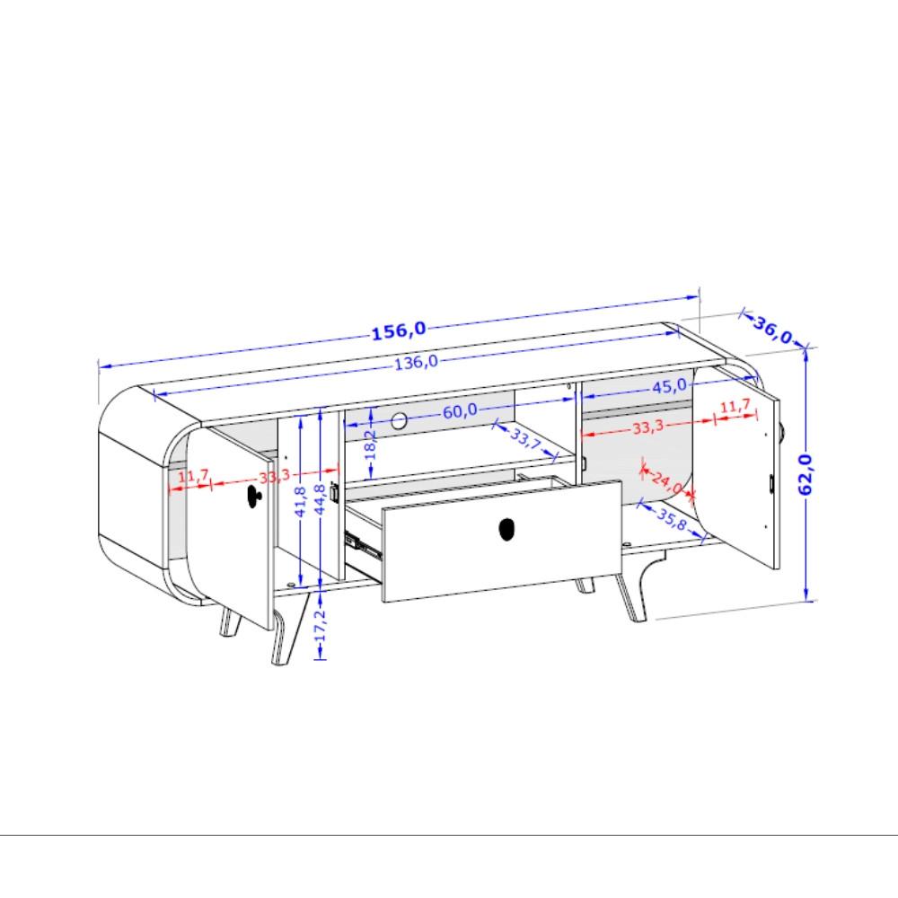 Rack para TV Até 55 Polegadas 2 Portas 1 Gaveta com Pés de Madeira Maciça Noronha Bechara - 4
