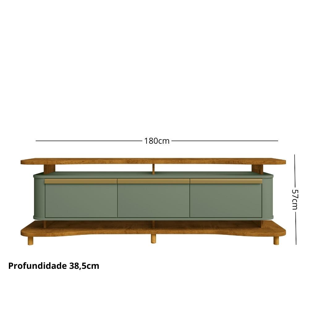 Rack para TV Até 75 Polegadas 3 Portas com Pés de Madeira Maciça Guarapari Bechara - 3