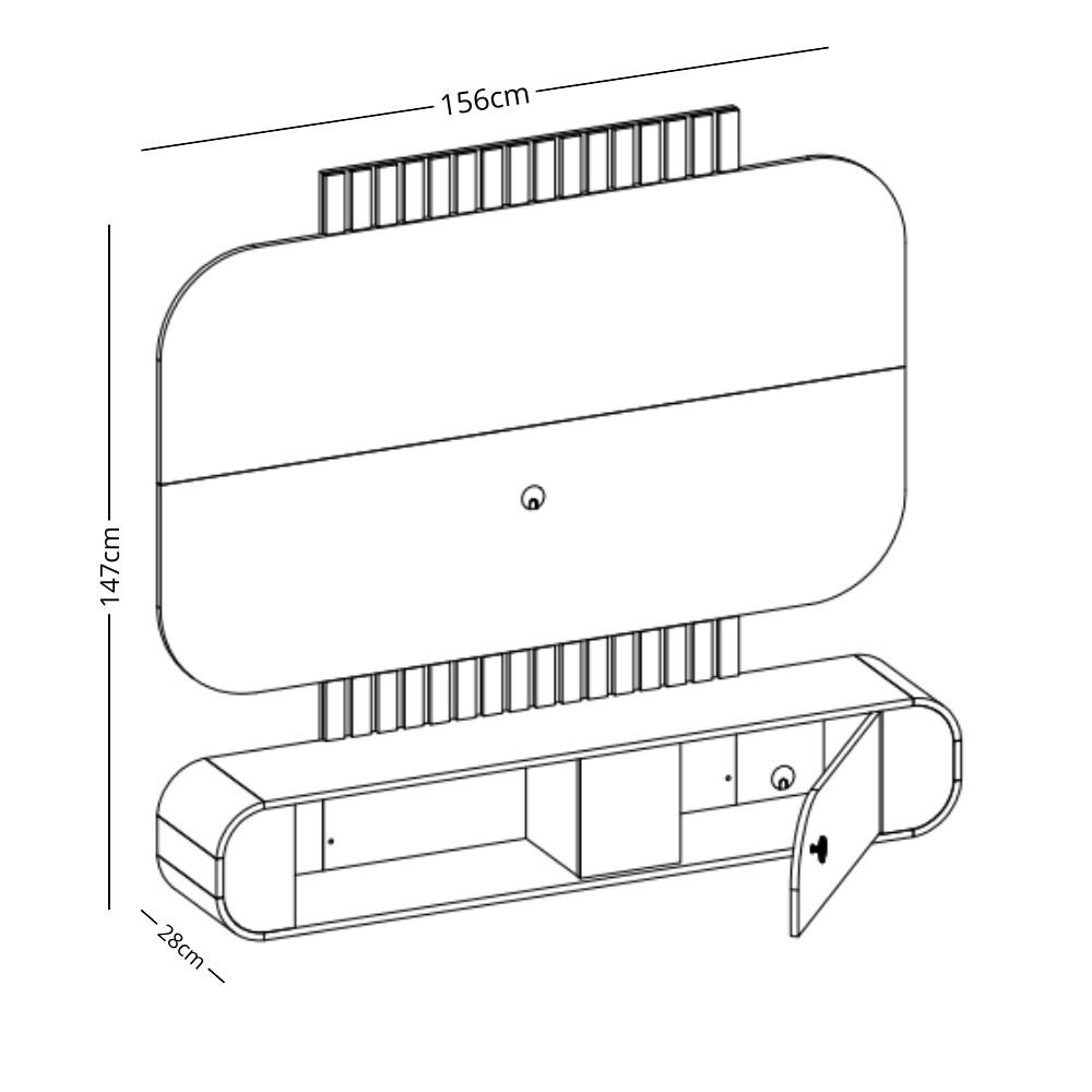 Painel Ripado para TV Até 55 Polegadas 1 Porta Jurerê Bechara - 4